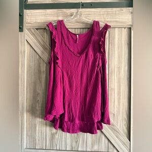 Free People Magenta Ruffled Blouse